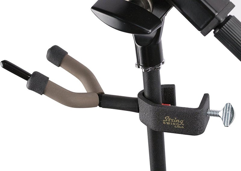 String Swing Violin Hanger for Microphone or Music Stand - Padded Holder with Bow Support - Image 3